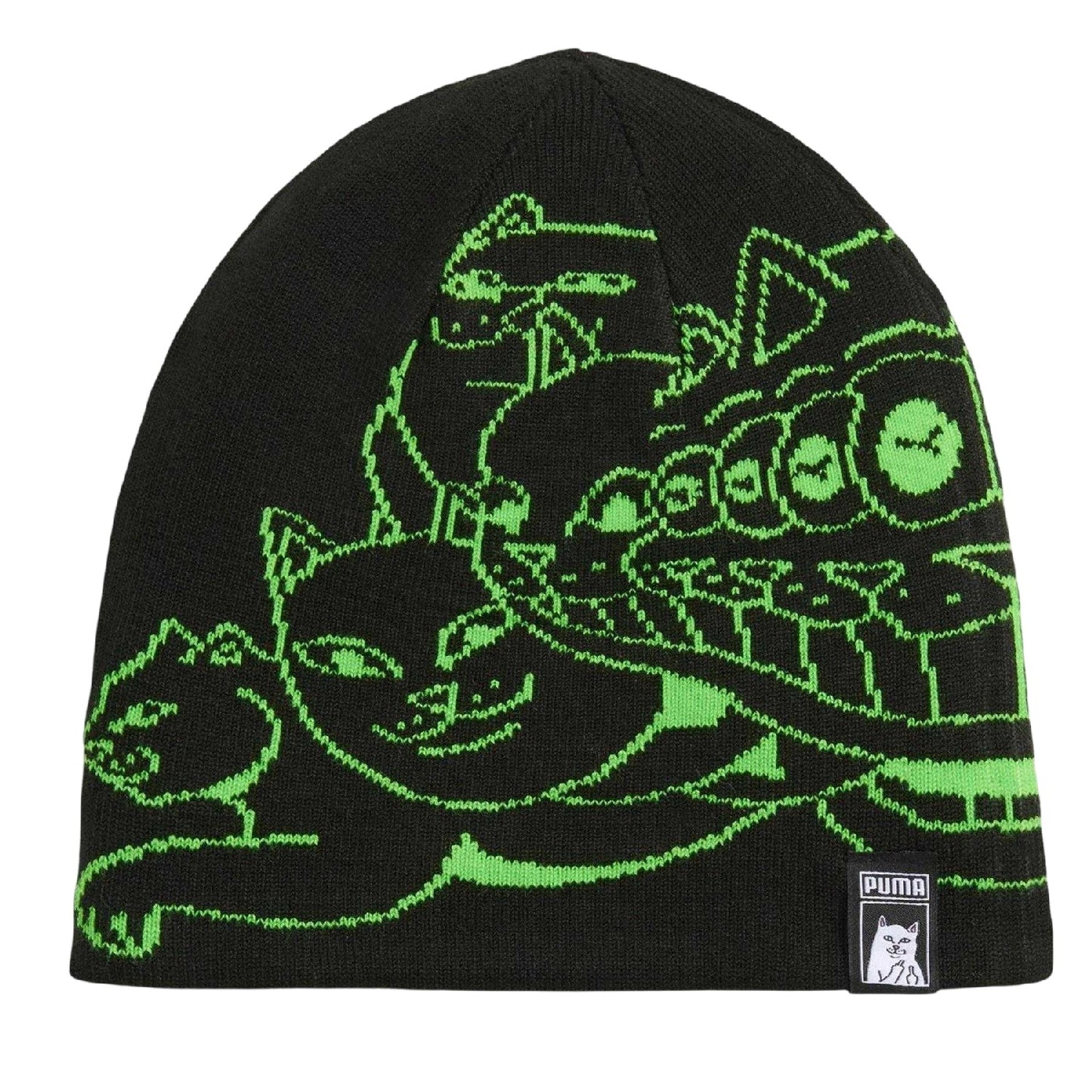 Black-Green - Front - Puma Snug Fit Beanie