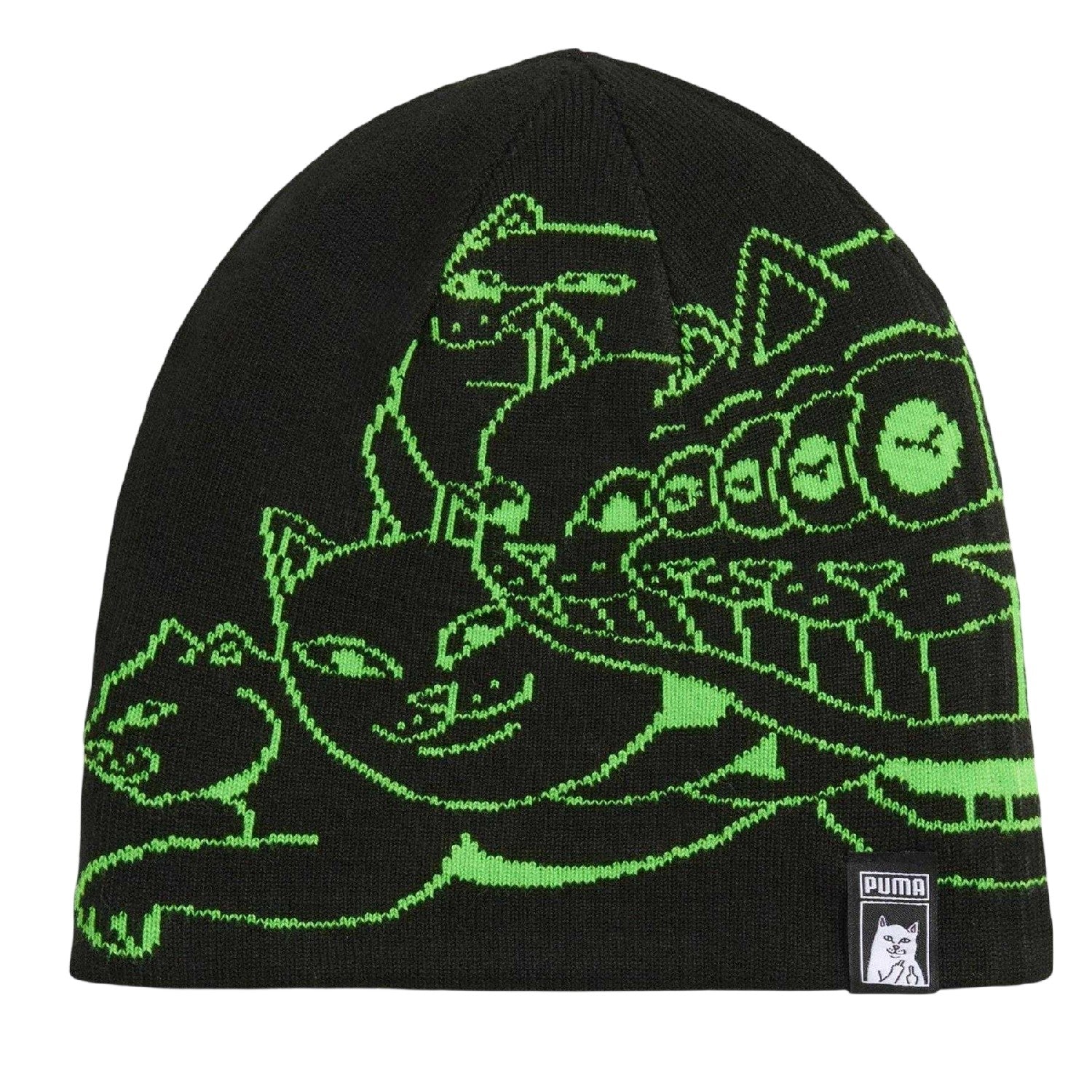 Black-Green - Front - Puma Snug Fit Beanie