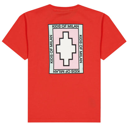 Red - Back - Marcelo Burlon Childrens-Kids Patch T-Shirt