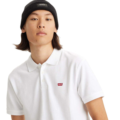 White - Side - Levis Mens Classic Housemark Polo Shirt