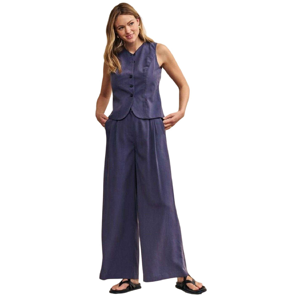 Blue - Lifestyle - Nobody´s Child Womens-Ladies Wide Leg Trousers