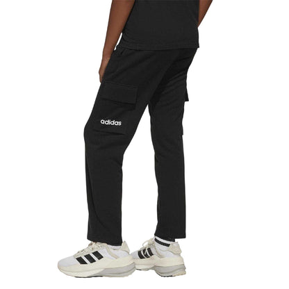 Black-White - Back - Adidas Girls Essentials Multi Pocket Loose Fit Cargo Trousers