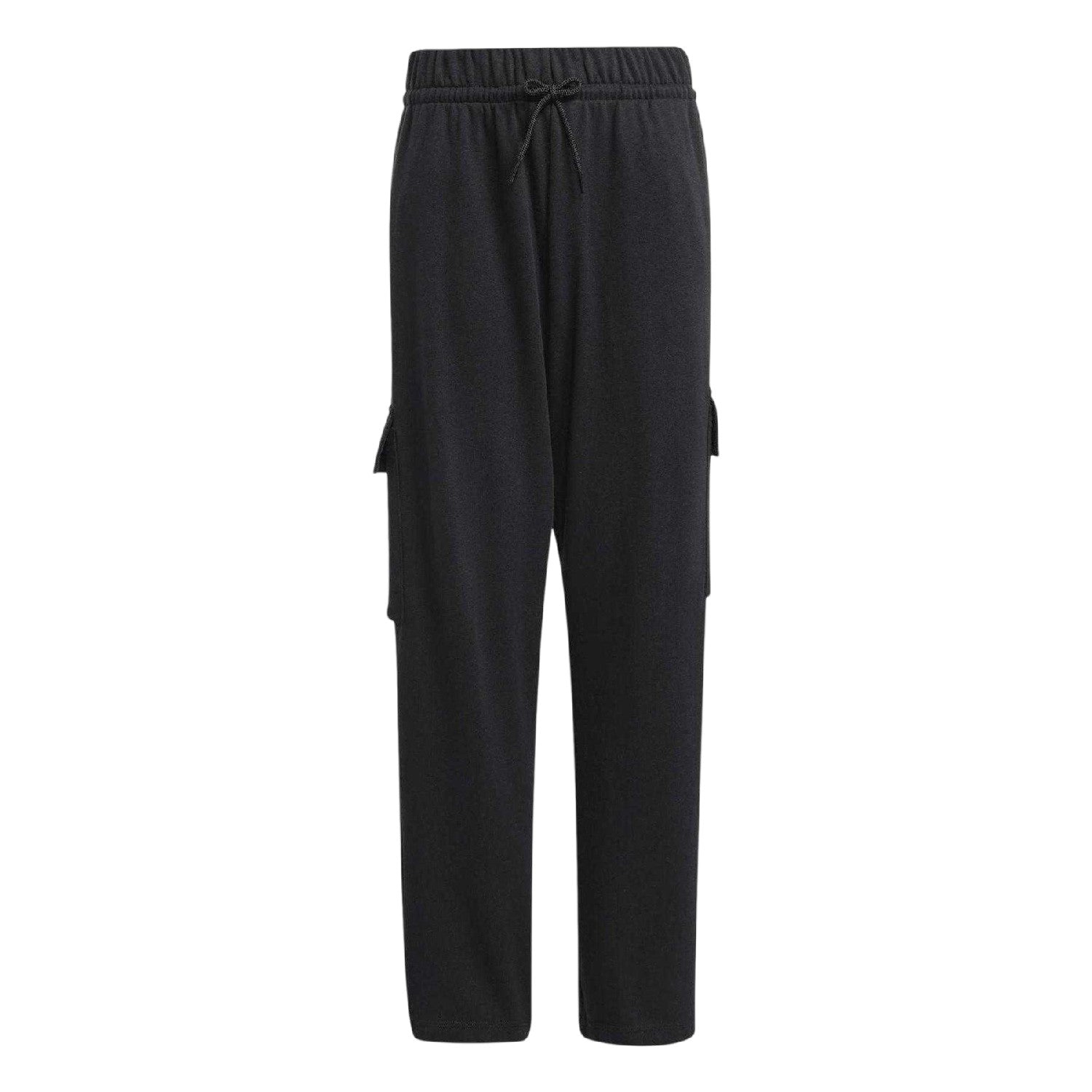 Black-White - Front - Adidas Girls Essentials Multi Pocket Loose Fit Cargo Trousers