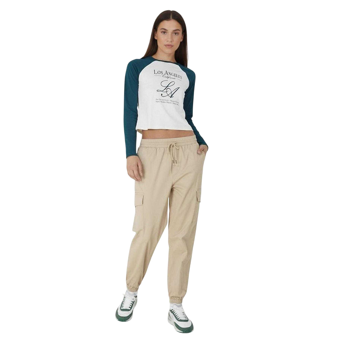 Stone - Lifestyle - Brave Soul Womens-Ladies Slim Leg Cargo Trousers