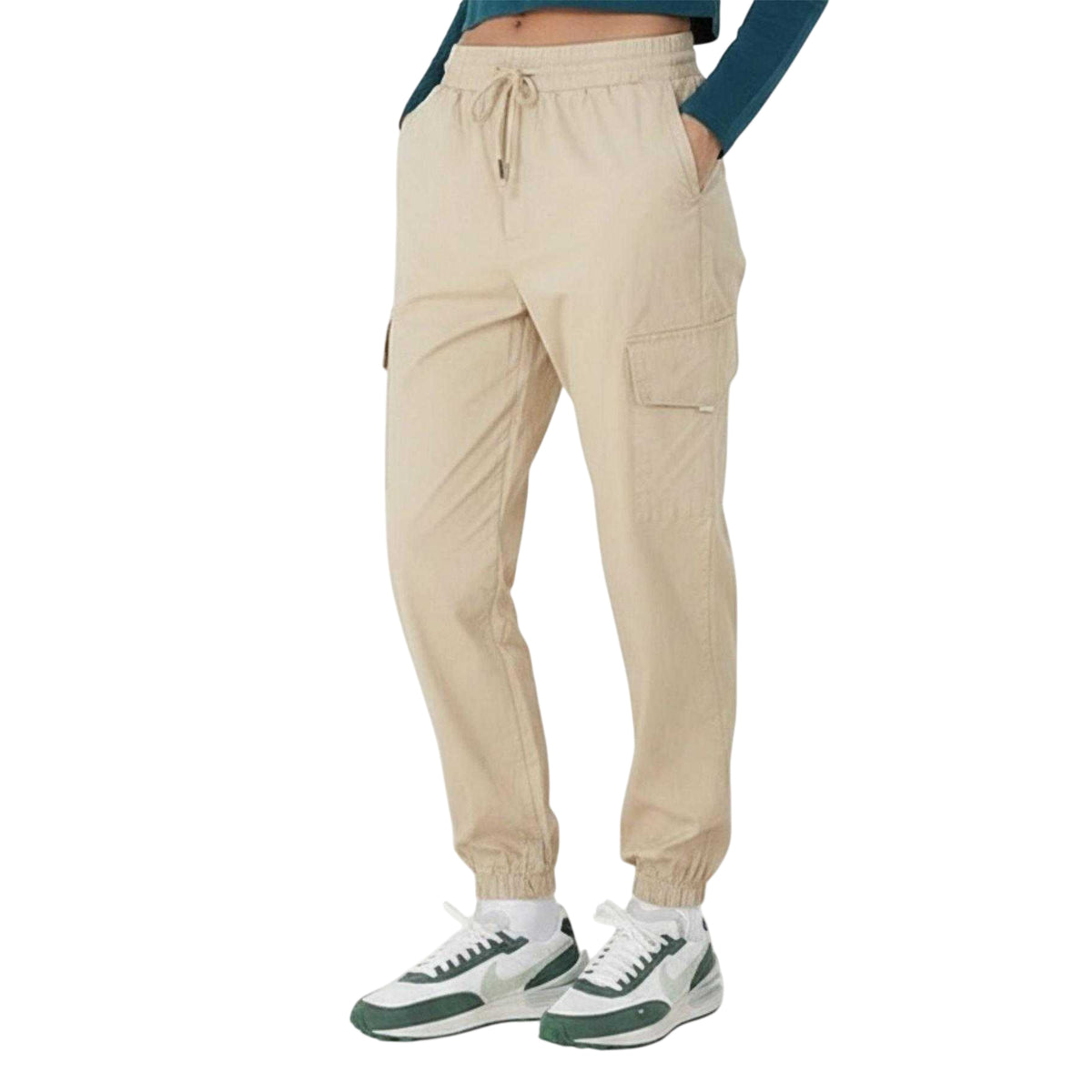 Stone - Front - Brave Soul Womens-Ladies Slim Leg Cargo Trousers