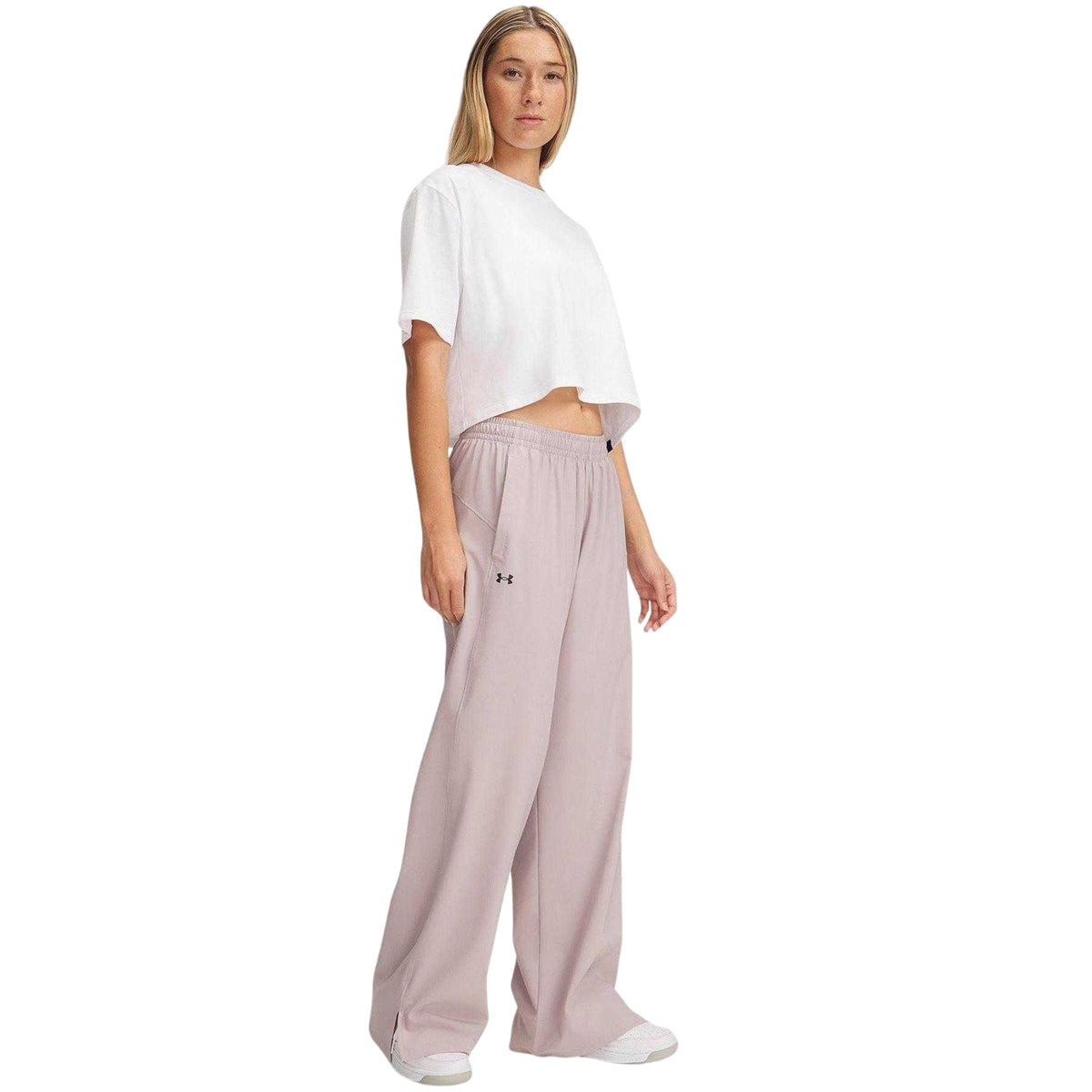 Frost Gray - Side - Under Armour Womens-Ladies Rival Wide Leg Trousers