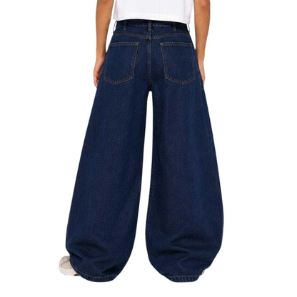 Indigo - Back - I Saw It First Womens-Ladies Denim Wide Leg Jeans