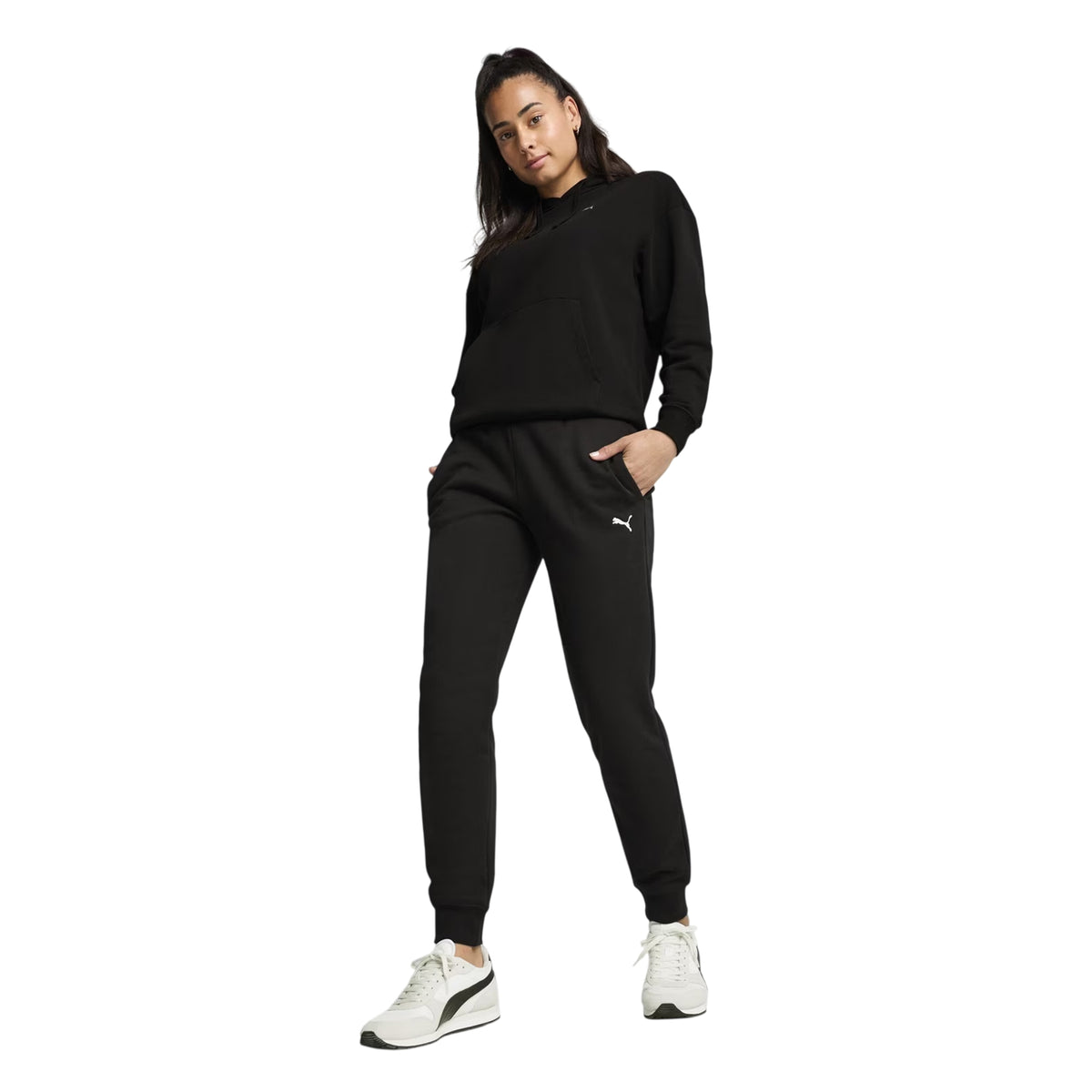 Black - Side - Puma Womens-Ladies Essential Jogging Bottoms