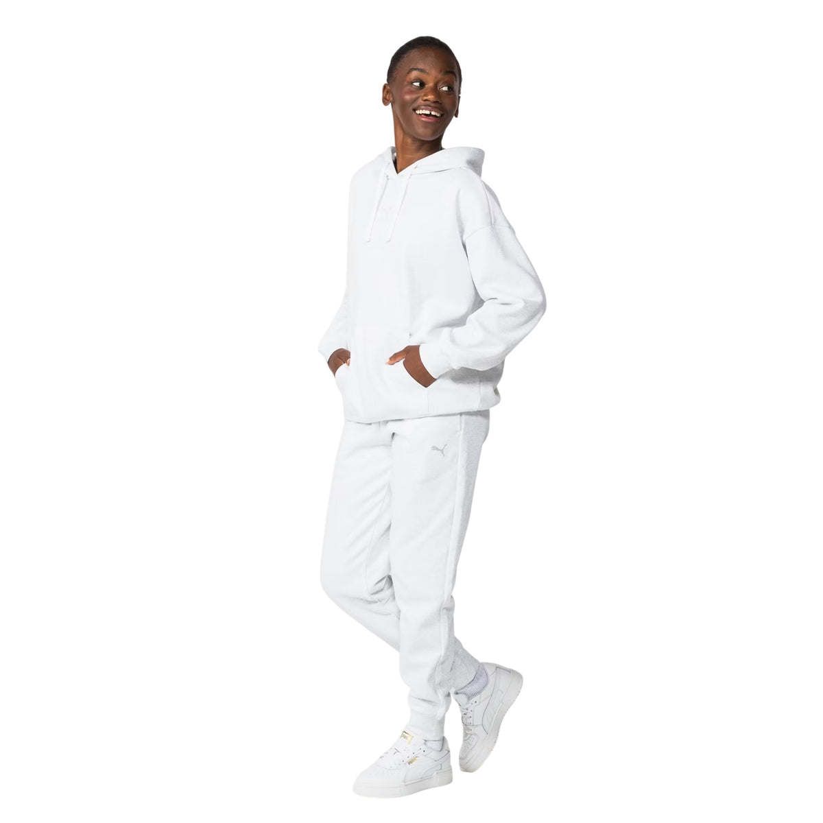 Ice Grey Marl - Side - Puma Womens-Ladies Essential Jogging Bottoms