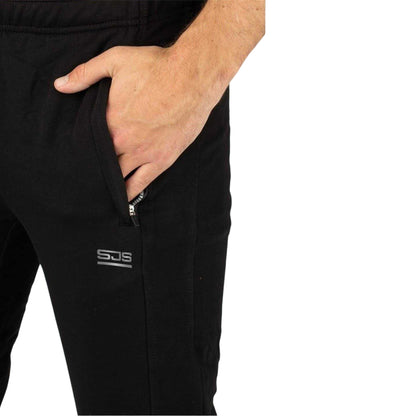 Black - Side - Sjeng Sports Mens Auckland Slim Tracksuit Bottoms