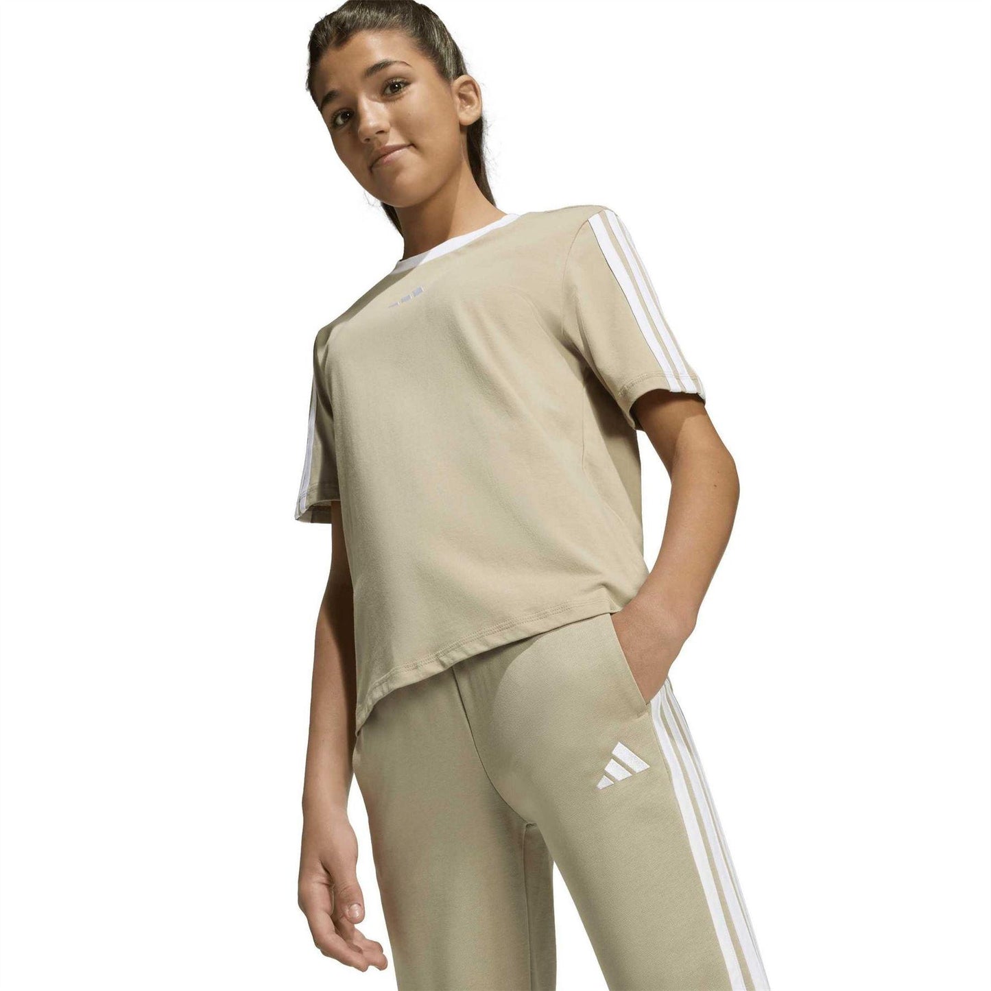 Wonder Steel - Side - Adidas Childrens-Kids 3 Stripes Tapered Trousers