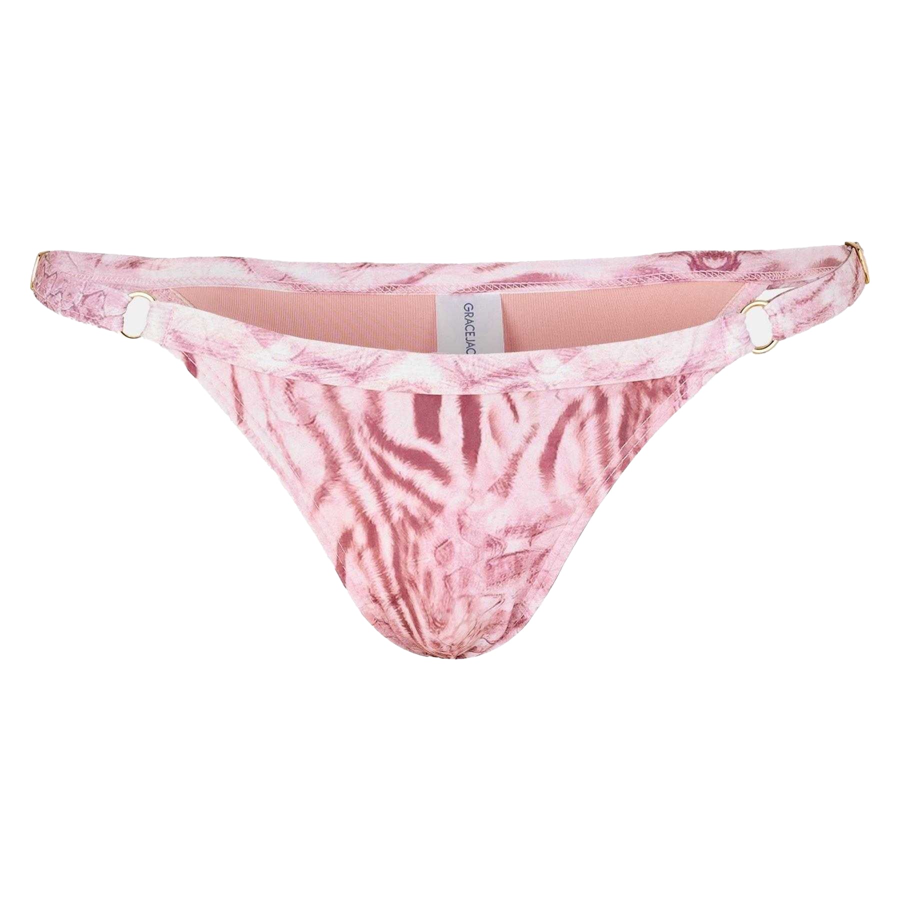 Pink - Front - Grace Jacob Womens-Ladies Zebra Print Low Rise Brazilian Briefs