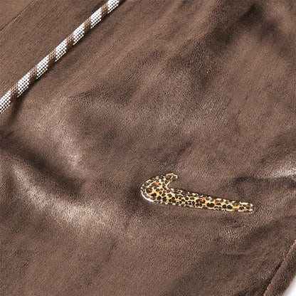 Brown - Side - Nike Womens-Ladies Velour Wide Leg Trousers