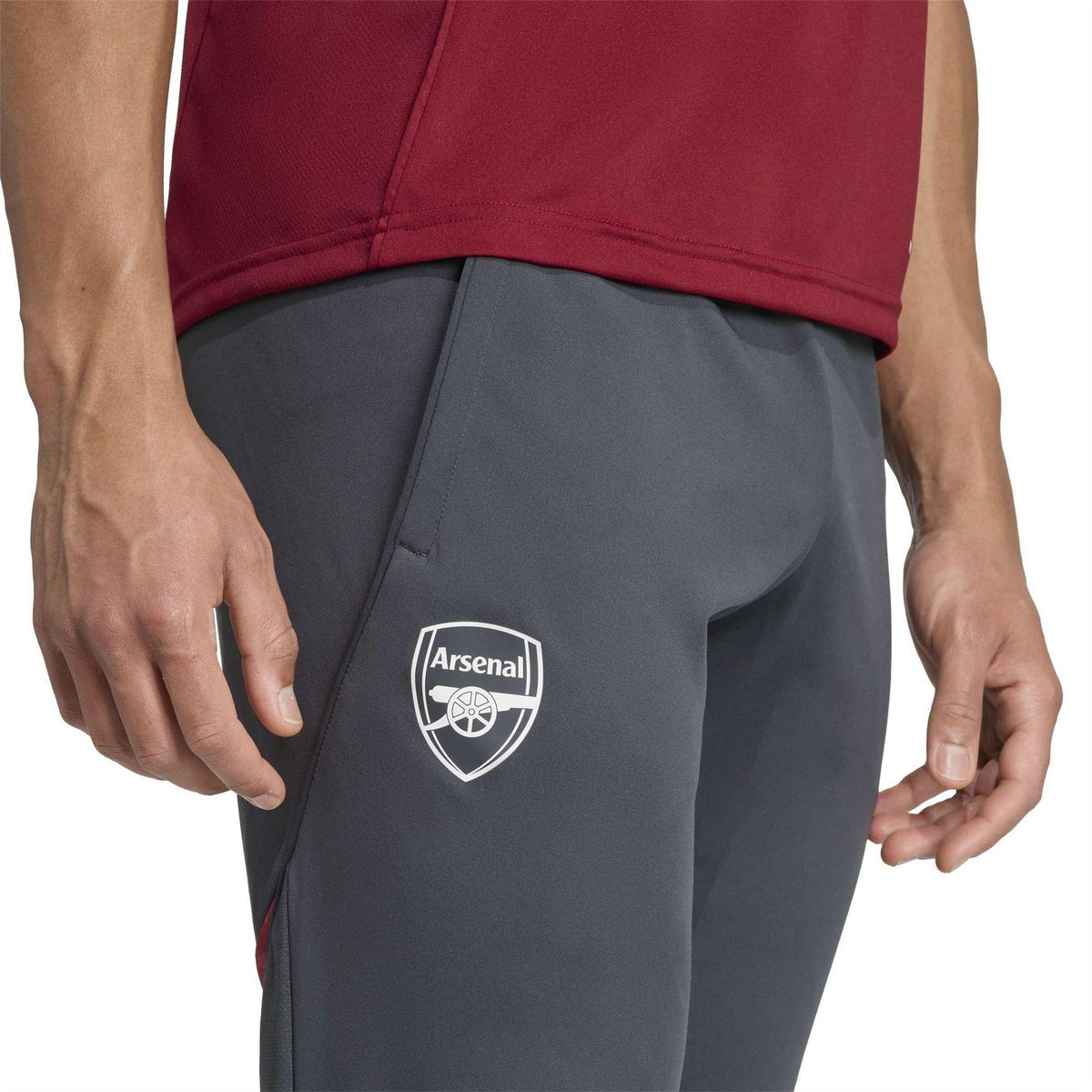Dark Grey - Side - Adidas Mens Arsenal FC Slim Jogging Bottoms