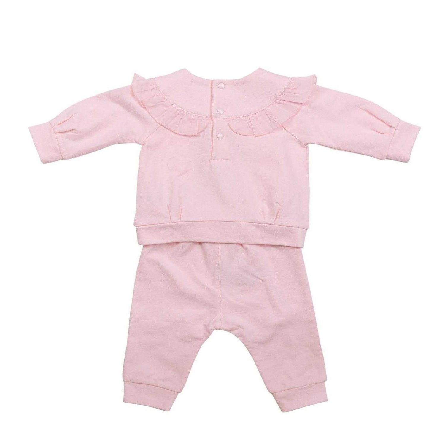 Pink - Front - Mintini Baby Girls Ruffled Long Pyjama Set
