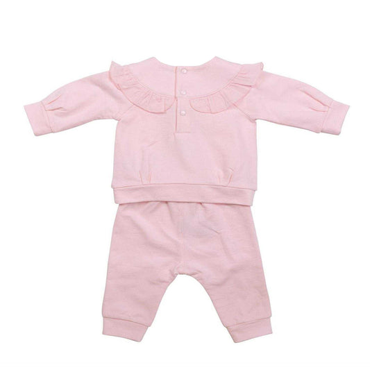 Pink - Front - Mintini Baby Girls Ruffled Long Pyjama Set