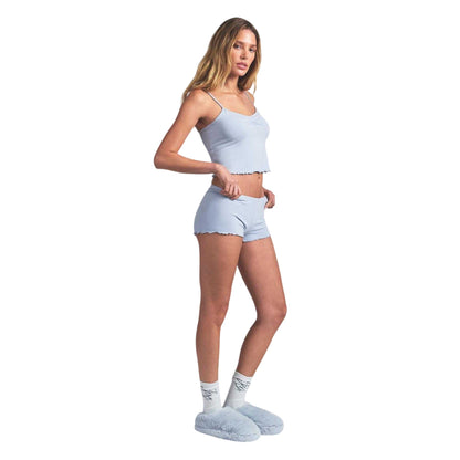 Zen Blue - Side - Skims Womens-Ladies Ruffled Pyjama Set