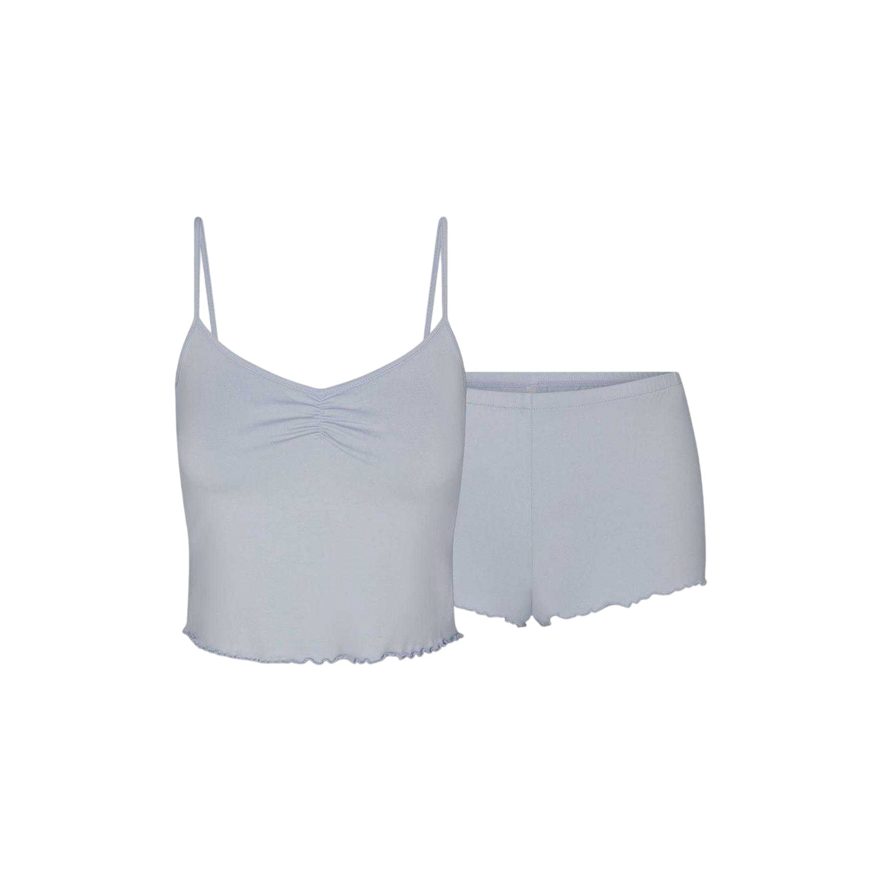 Zen Blue - Front - Skims Womens-Ladies Ruffled Pyjama Set