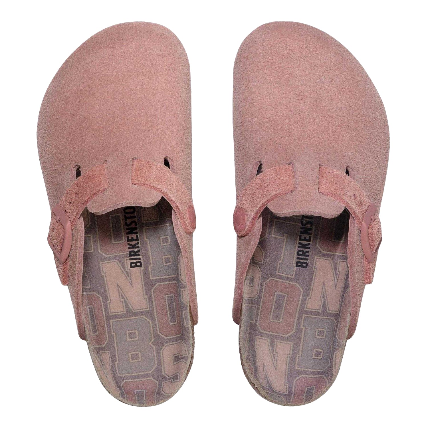 Pink - Side - Birkenstock Childrens-Kids Boston Suede Clogs