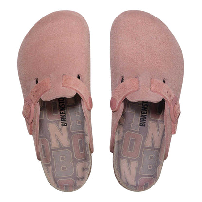 Pink - Side - Birkenstock Childrens-Kids Boston Suede Clogs