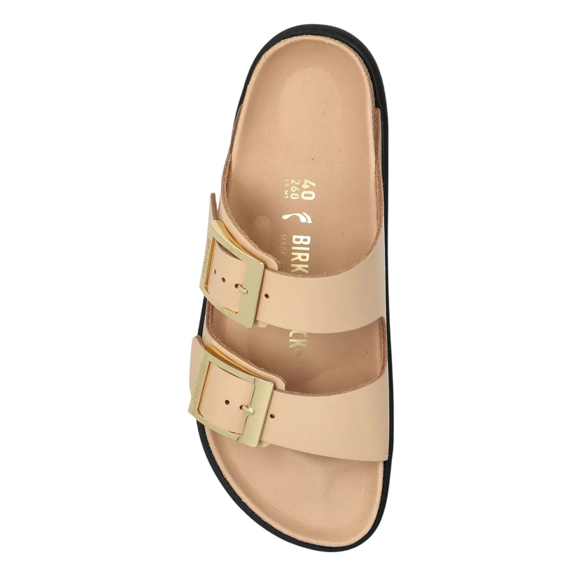 Beige - Side - Birkenstock Womens-Ladies Arizona Droplet Leather Sandals