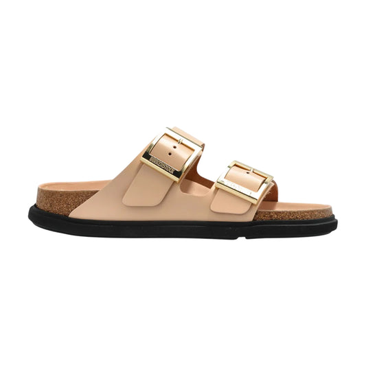 Beige - Front - Birkenstock Womens-Ladies Arizona Droplet Leather Sandals