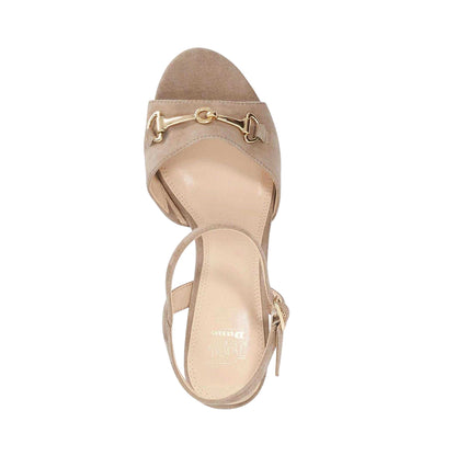 Taupe - Side - Dune London Womens-Ladies Jayar Suede Block Heel Sandals