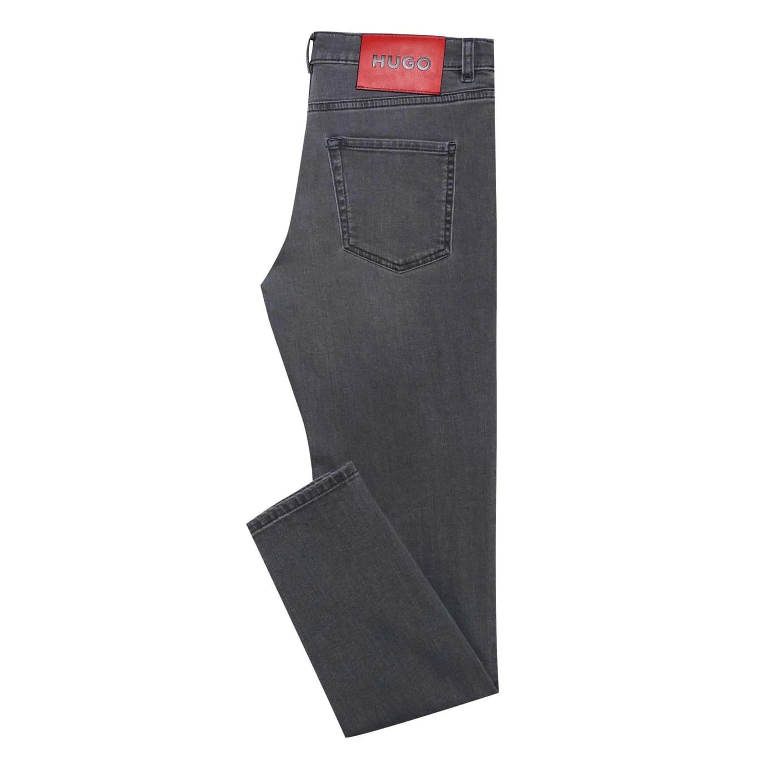 Grey - Back - Hugo Womens-Ladies 932 Leather Badge Slim Jeans