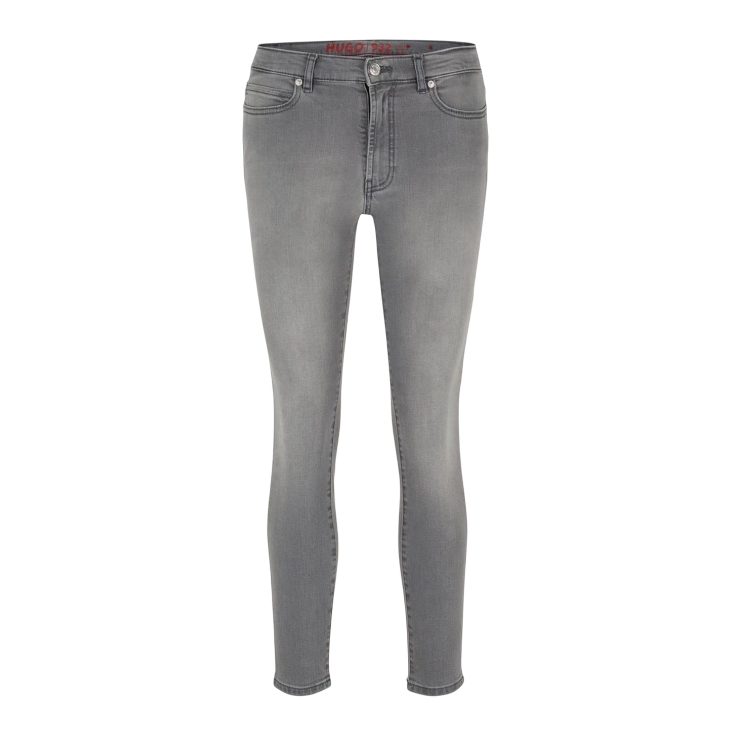 Grey - Front - Hugo Womens-Ladies 932 Leather Badge Slim Jeans