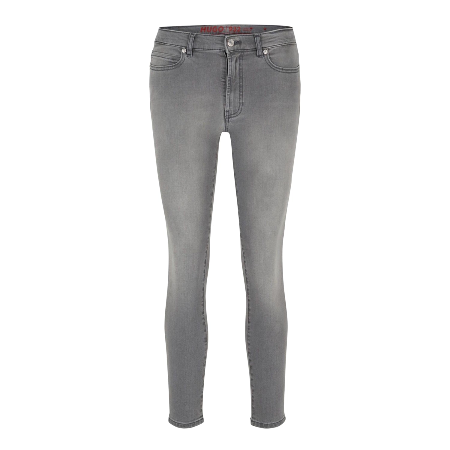 Grey - Front - Hugo Womens-Ladies 932 Leather Badge Slim Jeans