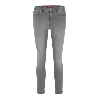 Grey - Front - Hugo Womens-Ladies 932 Leather Badge Slim Jeans