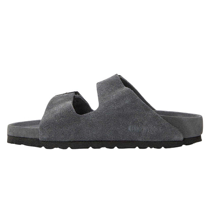 Charcoal - Back - Birkenstock Womens-Ladies Arizona EXQ Leve Suede Flat Sandals