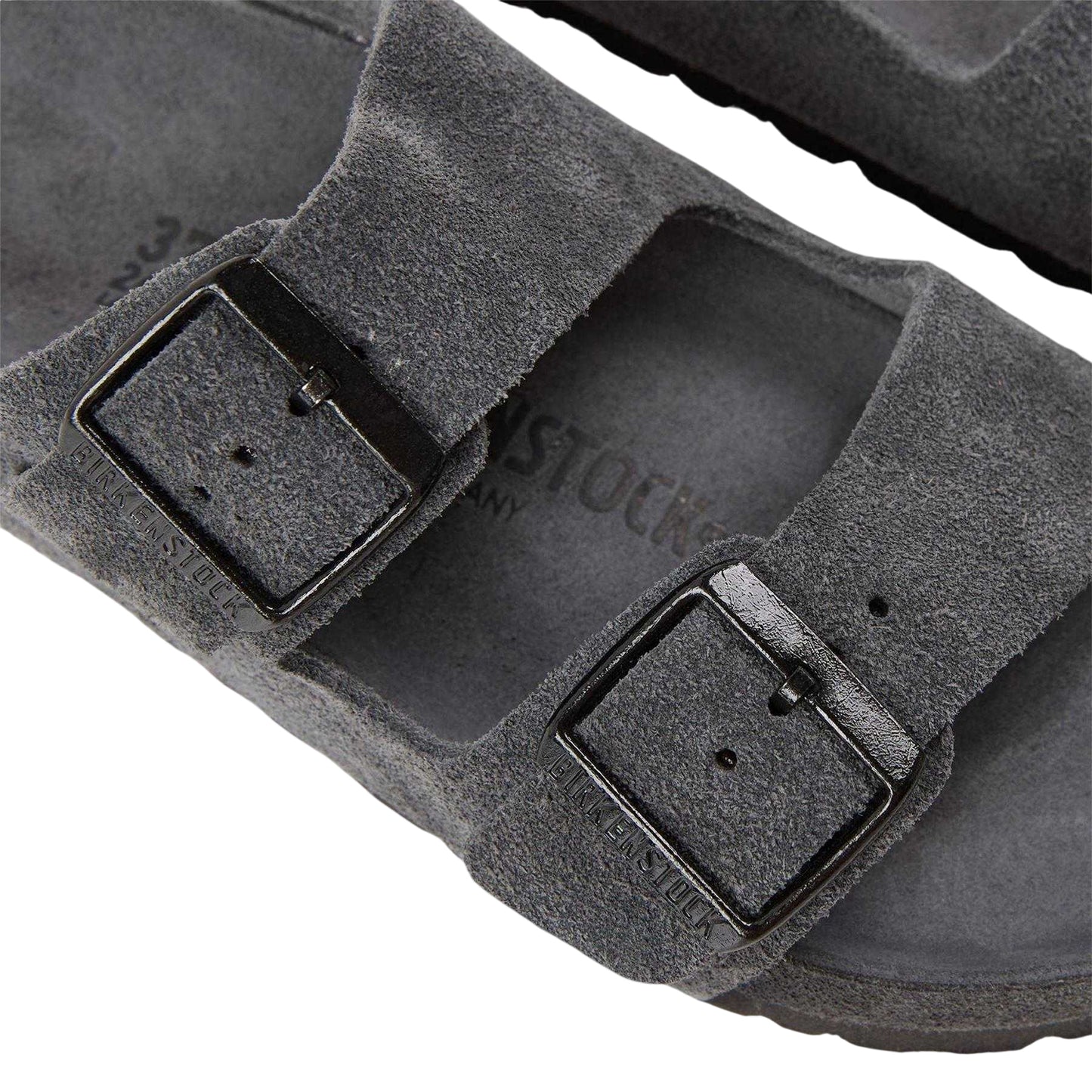 Charcoal - Lifestyle - Birkenstock Womens-Ladies Arizona EXQ Leve Suede Flat Sandals