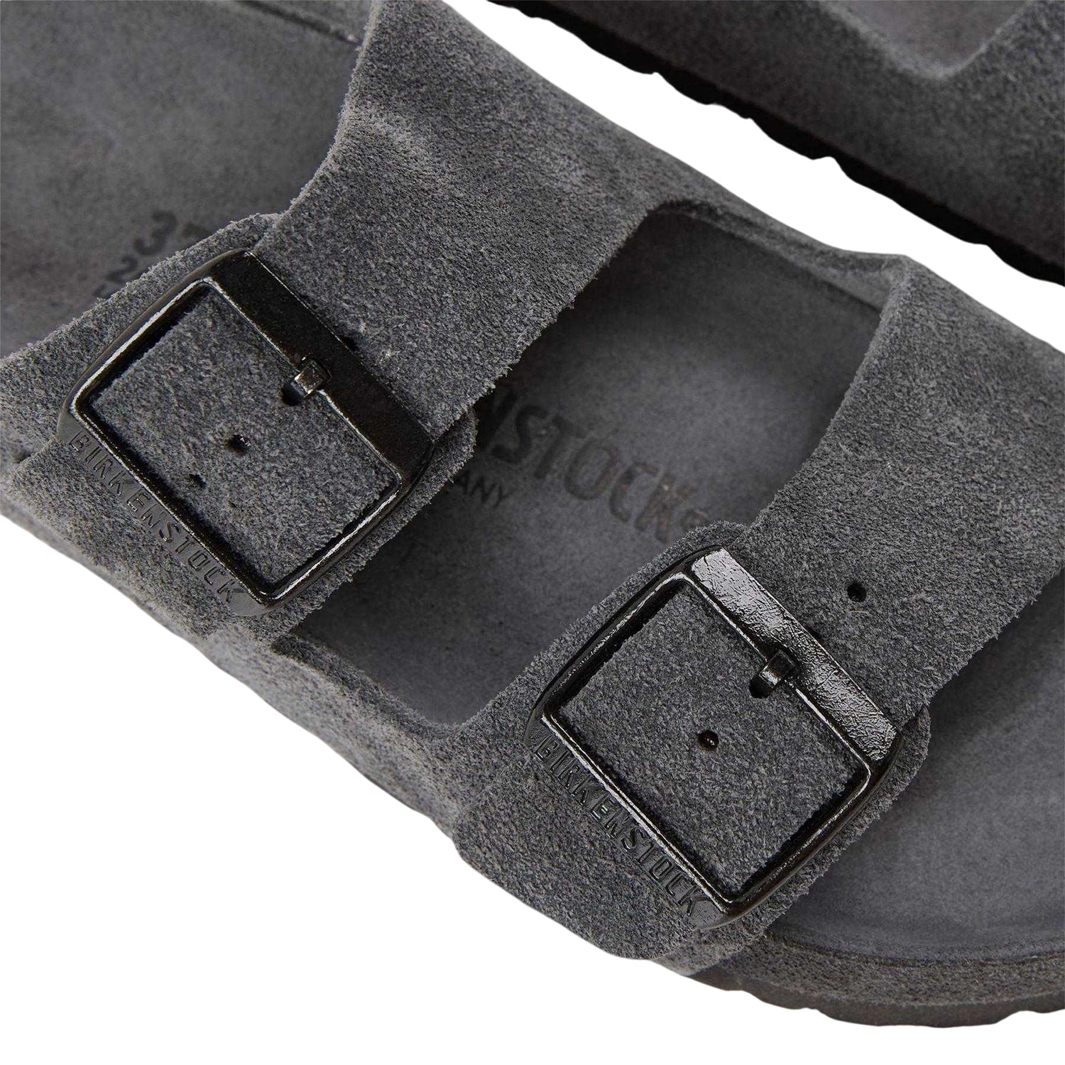 Charcoal - Lifestyle - Birkenstock Womens-Ladies Arizona EXQ Leve Suede Flat Sandals