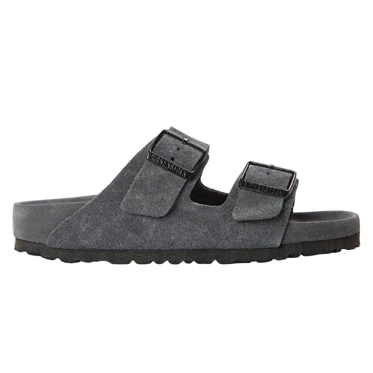 Charcoal - Front - Birkenstock Womens-Ladies Arizona EXQ Leve Suede Flat Sandals