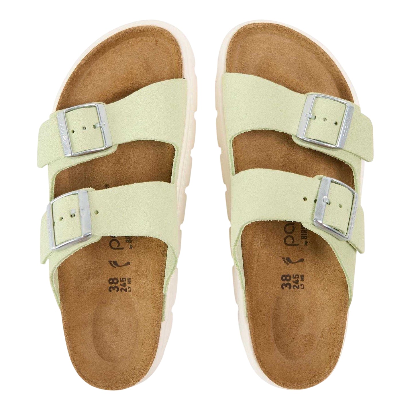 Lime - Side - Birkenstock Womens-Ladies Arizona Suede Chunky Sandals