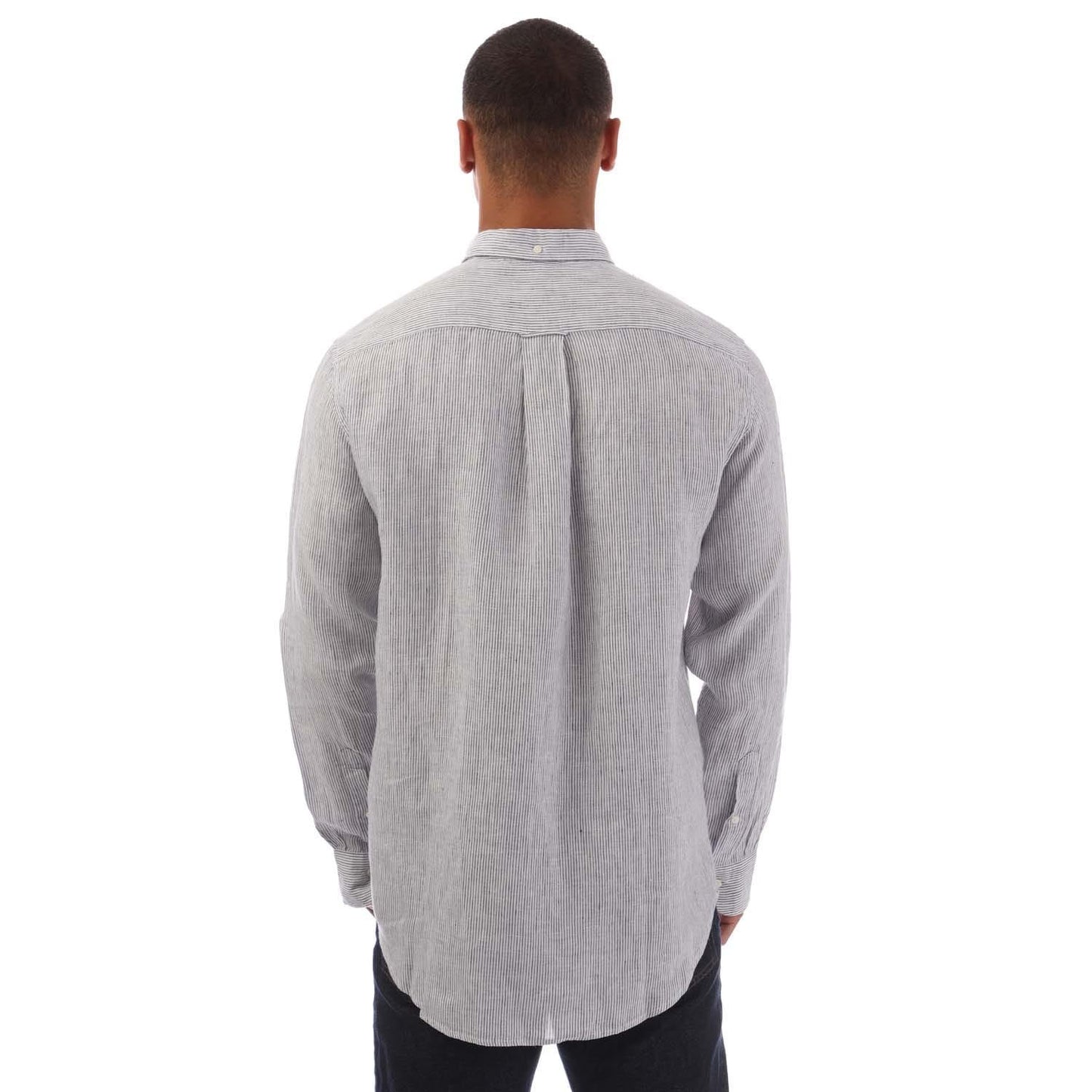 White - Back - Gant Mens Striped Linen Regular Shirt