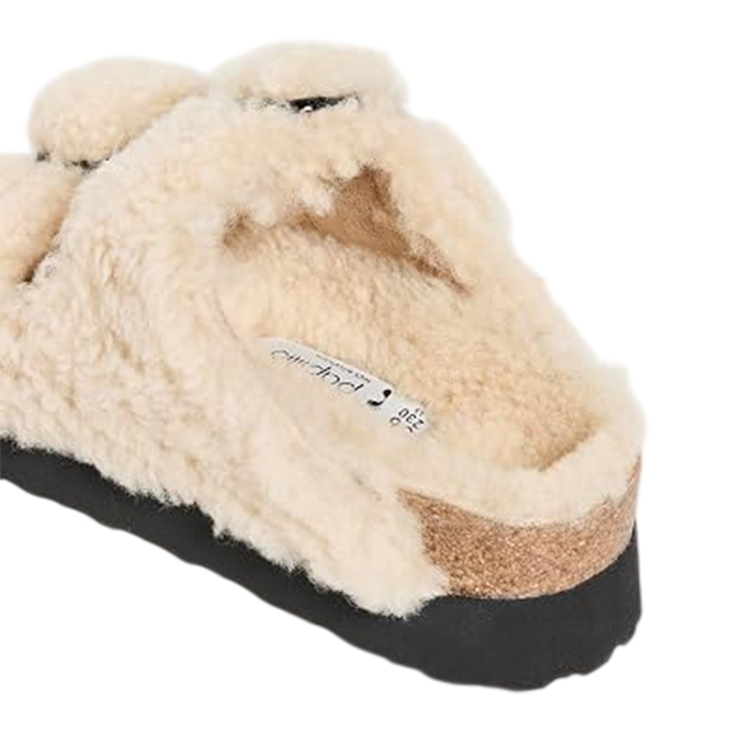 Eggshell - Back - Birkenstock Womens-Ladies Arizona Teddy Fur Buckle Platform Sandals