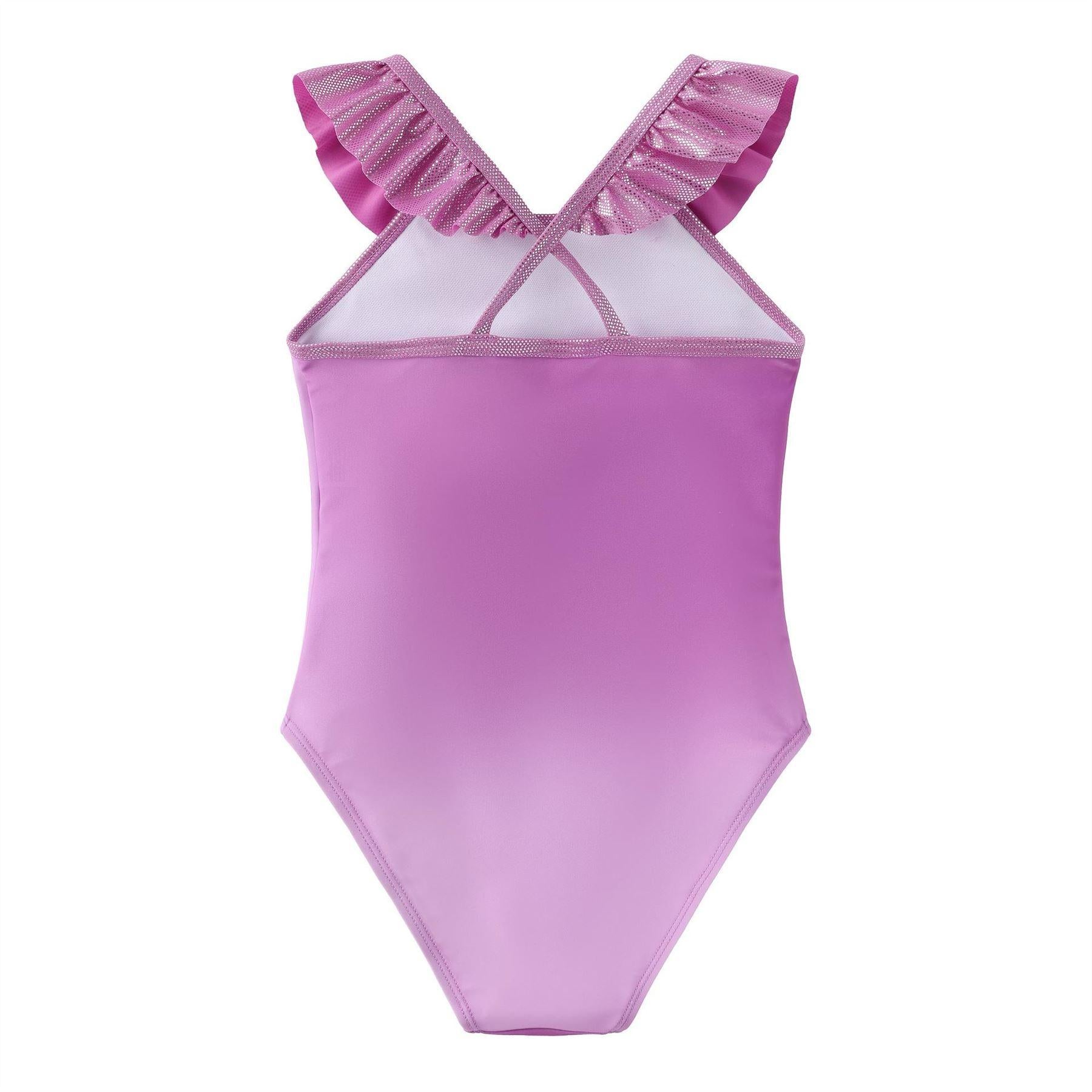 Purple - Back - Lilo & Stitch Girls Stitch Printed One Piece Swimsuit