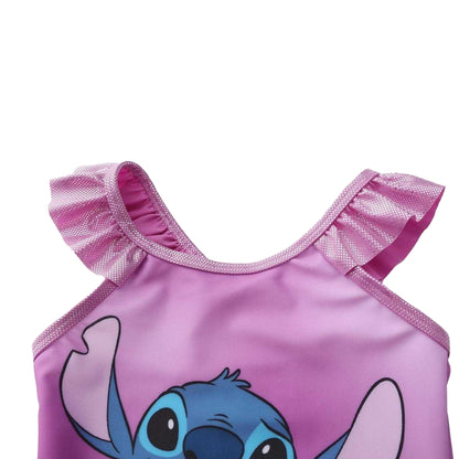 Purple - Side - Lilo & Stitch Girls Stitch Printed One Piece Swimsuit
