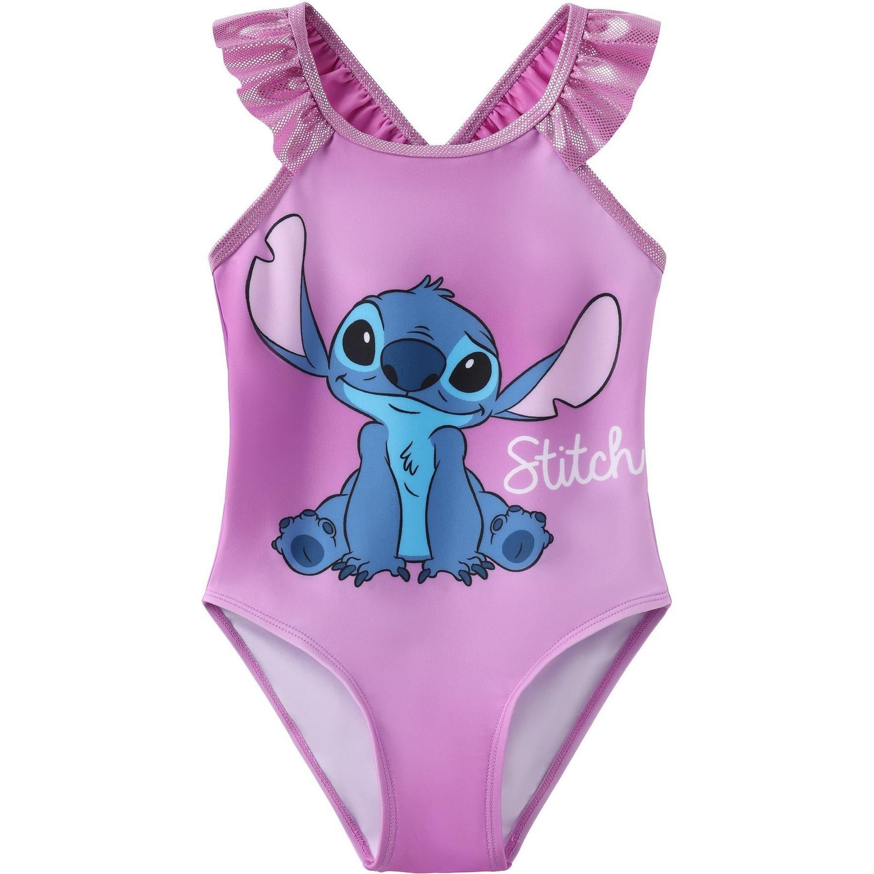 Purple - Front - Lilo & Stitch Girls Stitch Printed One Piece Swimsuit