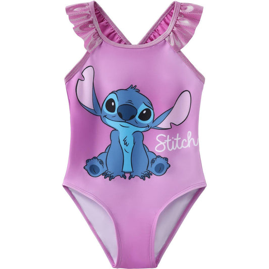 Purple - Front - Lilo & Stitch Girls Stitch Printed One Piece Swimsuit