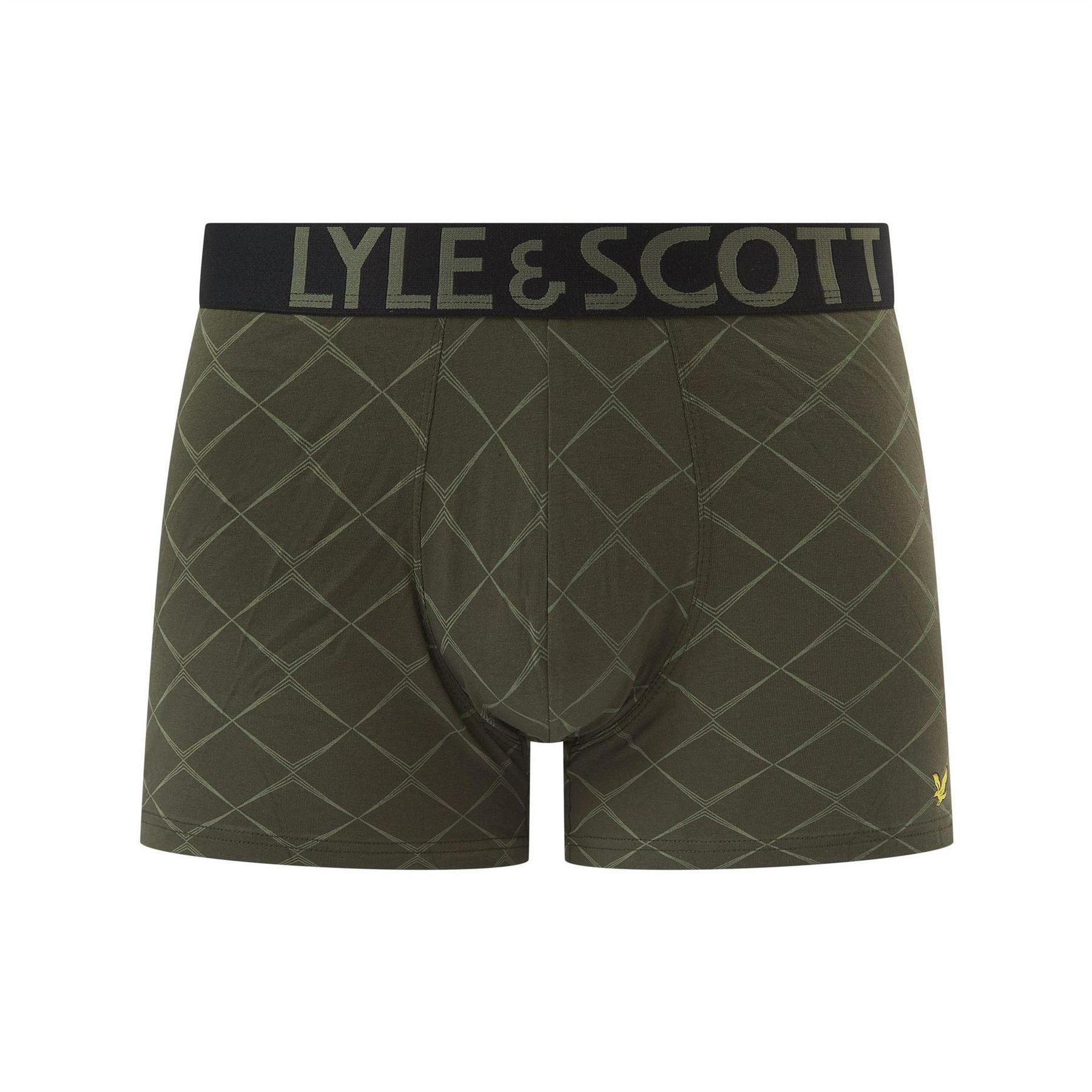 Green-Black - Side - Lyle & Scott Mens Lucian Boxer Shorts (Pack of 3)
