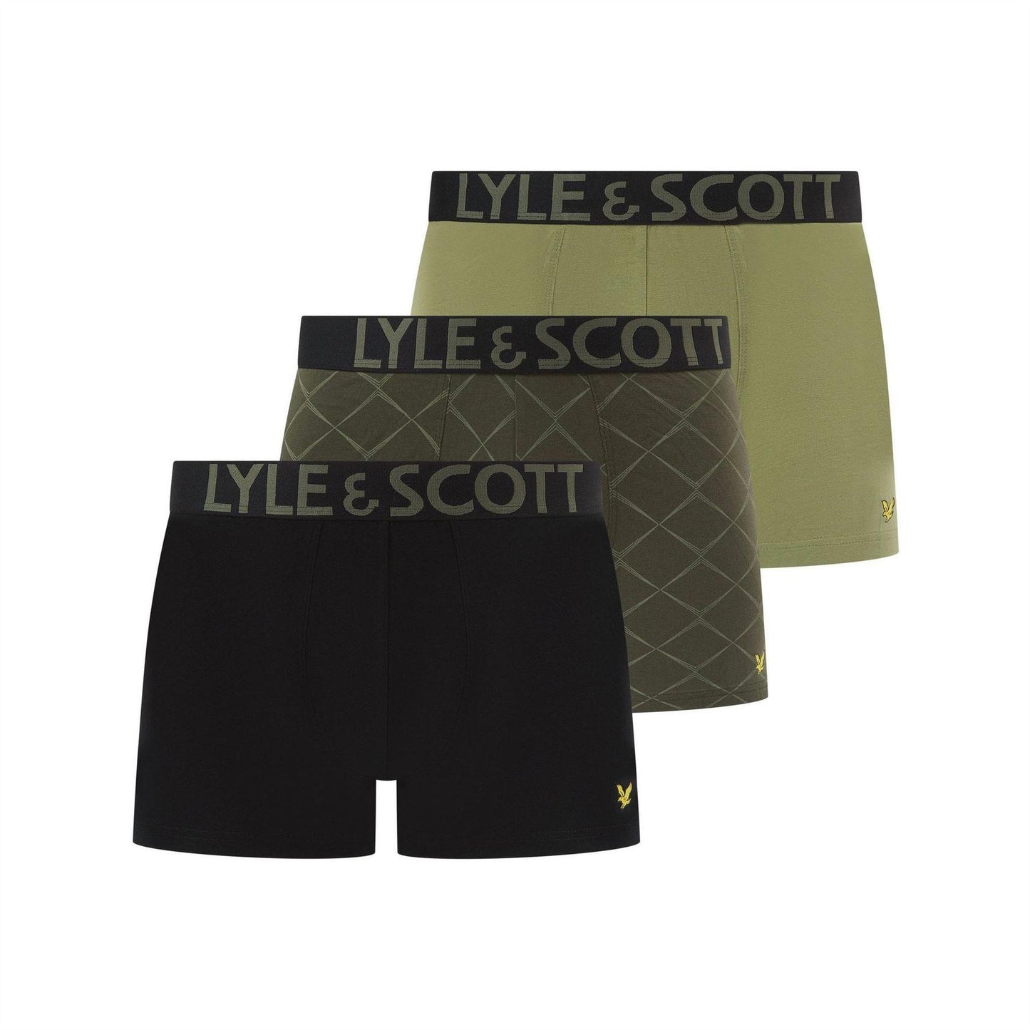 Green-Black - Front - Lyle & Scott Mens Lucian Boxer Shorts (Pack of 3)