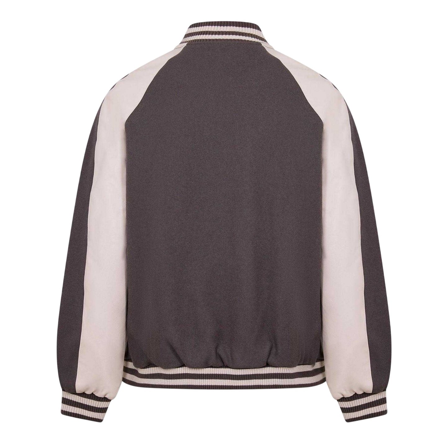 Stone - Back - Represent Mens Embroidered Logo Snap Varsity Jacket
