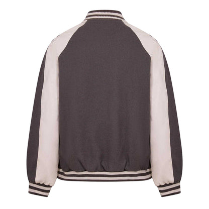 Stone - Back - Represent Mens Embroidered Logo Snap Varsity Jacket