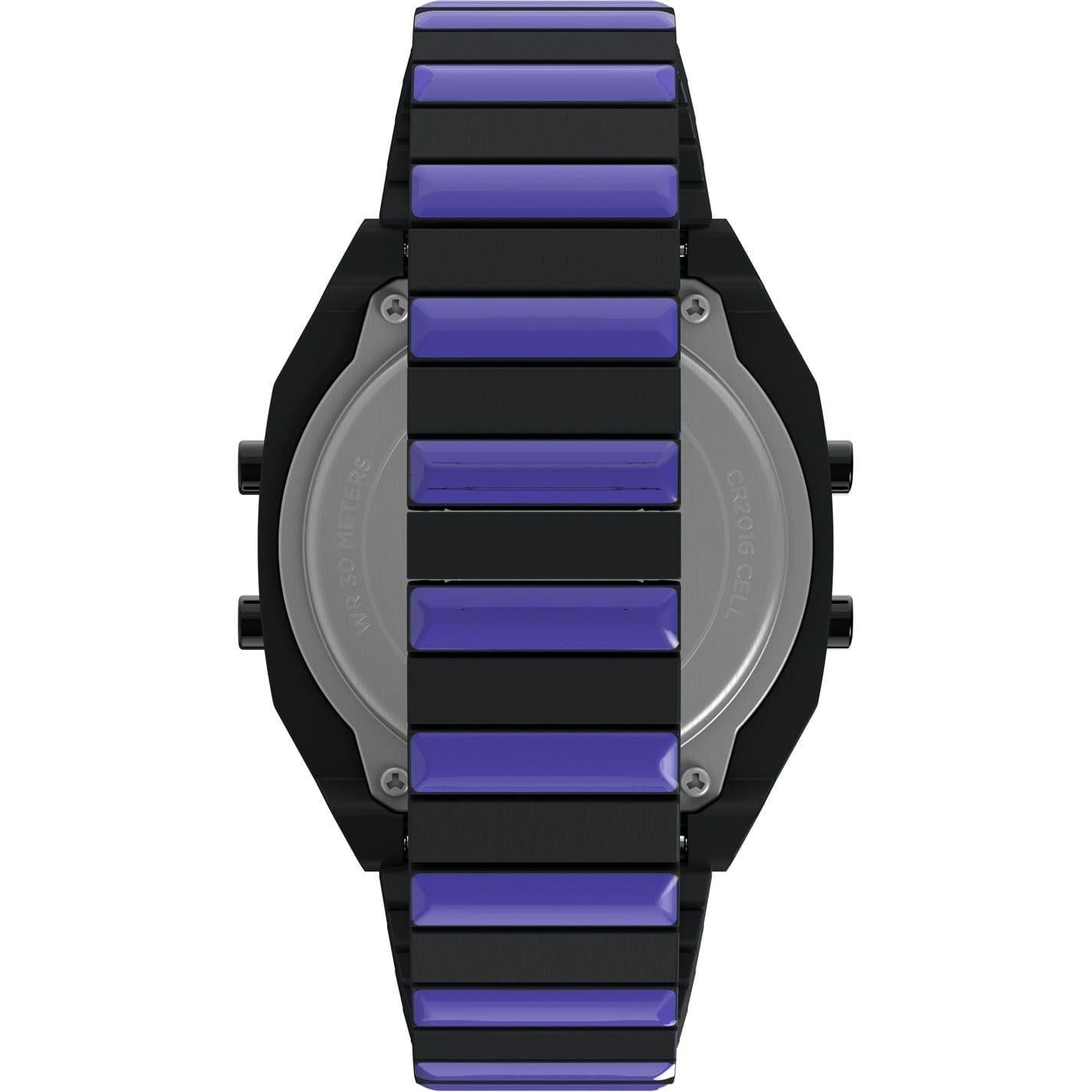 Black-Blue - Back - Timex Mens Striped Steel Digital Watch