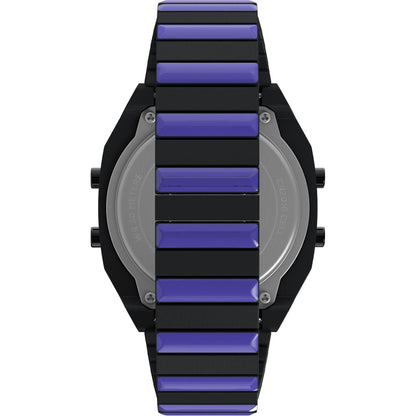 Black-Blue - Back - Timex Mens Striped Steel Digital Watch