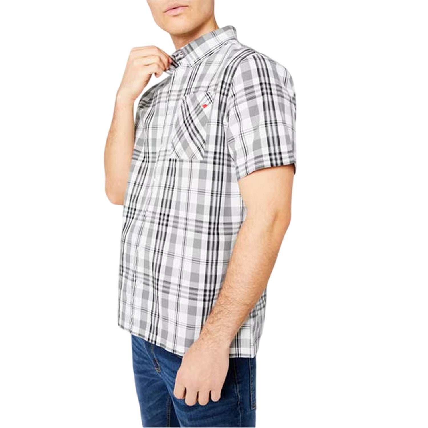 White - Side - Lee Cooper Mens Checked Cotton Shirt