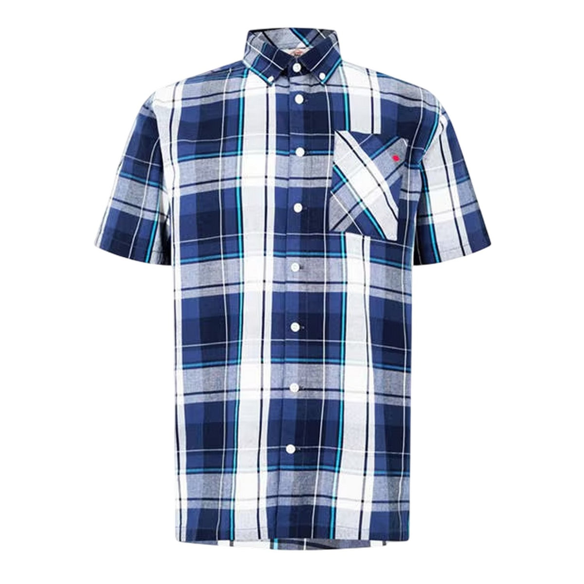 Navy - Front - Lee Cooper Mens Checked Cotton Shirt